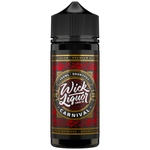 Wick Liquor Carnival 100ml in 120ml Chubby Gorilla bottle with detailed deep red metallic label and high res wick liquor logo